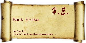 Hack Erika névjegykártya